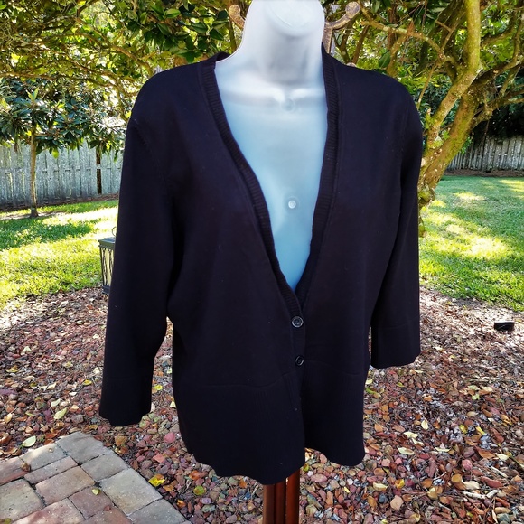 Casual Corner Sweaters - Casual Corner Annex Black Cardigan XL